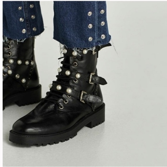 Biker Boots Boots Perle Zara Zara Biker Bottines Zara Perles Zara - Main Image